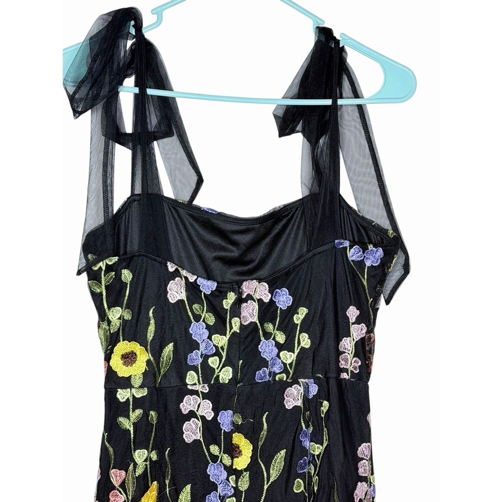 Lulus 3D Colorful Floral Embroidered Tie-Strap Thriving Poise Maxi Dress Size L - Picture 7 of 16